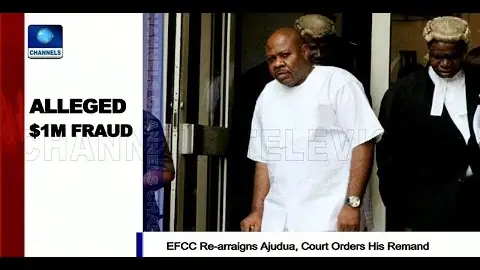 Fred Ajudua leaves the courtroom in Ikeja after the EFCC re-arraigned him on the $1,043,000 charge and Justice Mojisola Dada ordered him remanded