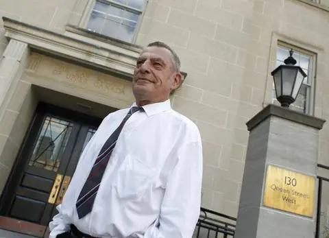 John Felderhof outside Osgoode Hall in Toronto during the last of the Bre-X civil proceedings, four years after his acquittal