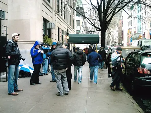 Photographers camped outside 133 East 64th Street, where Madoff was held under house arrest after his 11 December 2008 arrest