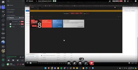 'Anne Hathaway's Screen': the victim's desktop mirrored live into the crew's Discord voice channel through the remote-access program he had been talked into installing