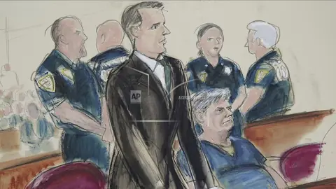 Courtroom sketch of Manafort at his arraignment on the New York State mortgage-fraud indictment, 27 June 2019