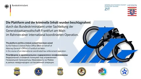 The seizure banner that replaced Hydra Market's front page on 5 April 2022, in German, English and Russian