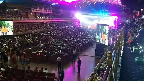 A packed Lantian Gerui investor rally in China: the company staged huge meetings and banquets to sign up new investors