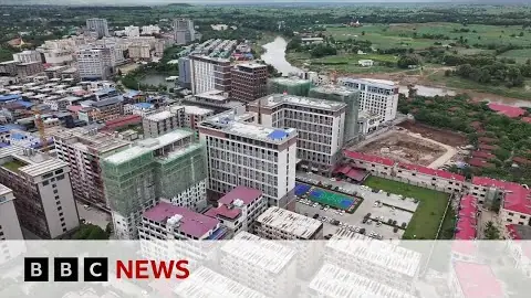 BBC News drone footage inside Shwe Kokko, 'the brand new city built on scams'