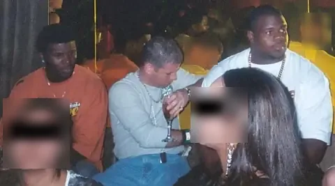 Devin Hester, Shapiro and Vince Wilfork in Shapiro's VIP section at Opium Garden nightclub
