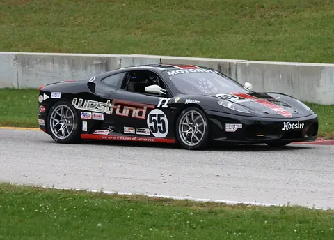 Tucker's #55 Ferrari F430 winning the T1 class at the SCCA National Championship Runoffs